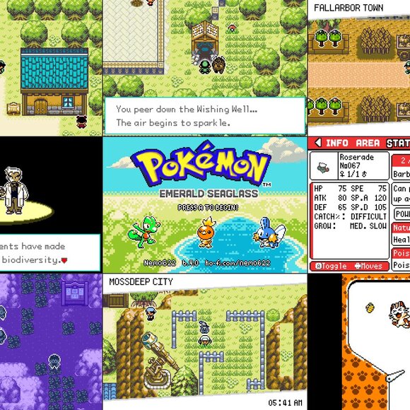 Pokemon Emerald Seaglass GBA ROM Hack Video Game - Picture 2 of 10